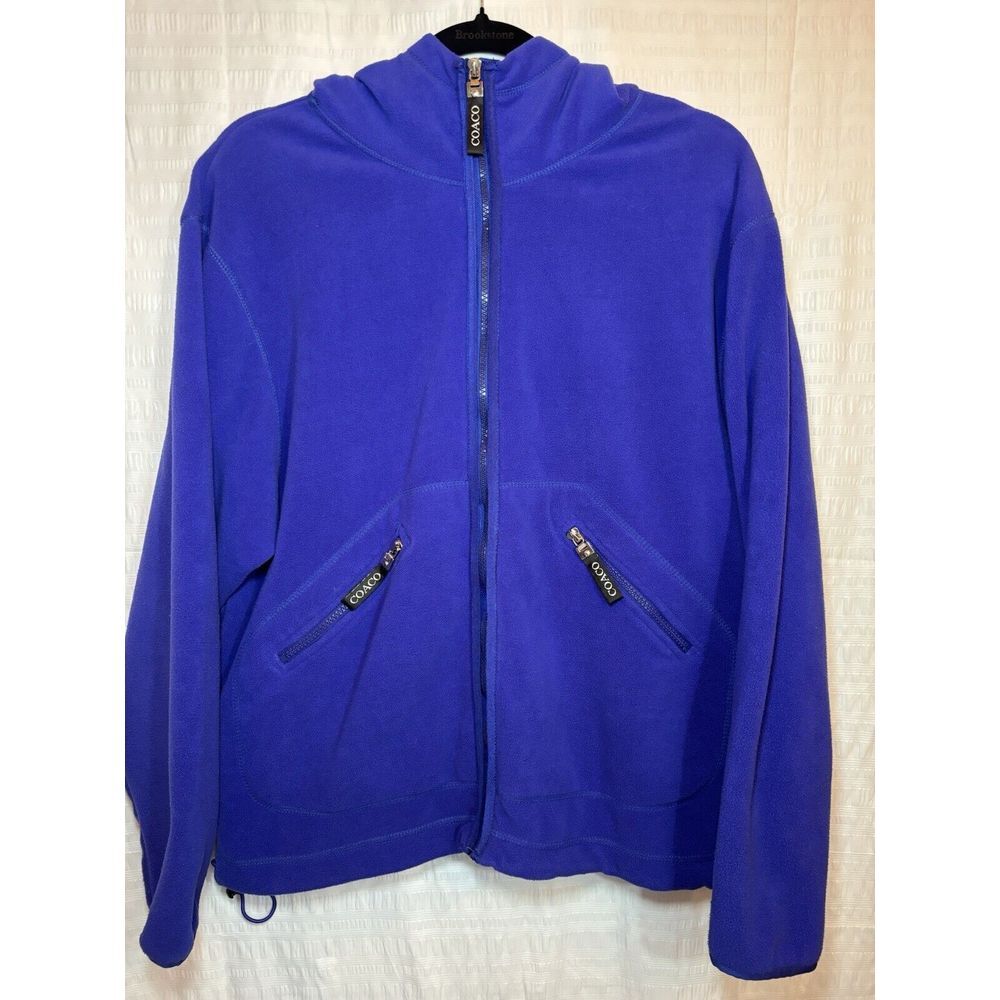 Women's M Medium Coaco New‎ York Hooded Fleece Coat Jacket Purple